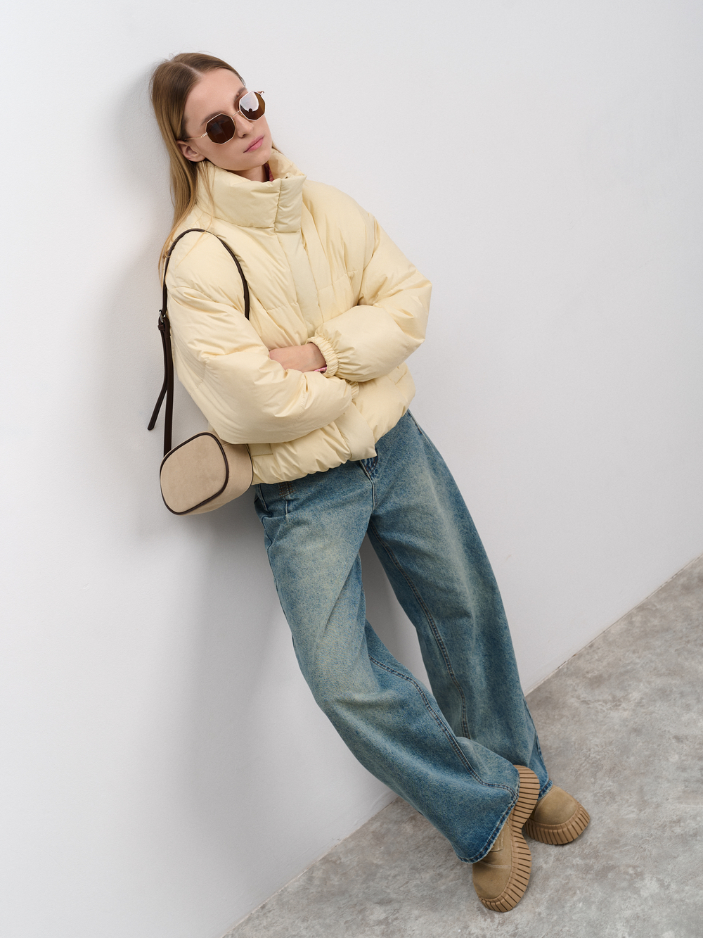 Пуховик женский демисезонный ваниль