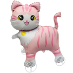 Шар Фольгированный Каталка Котик девочка (Розовый)