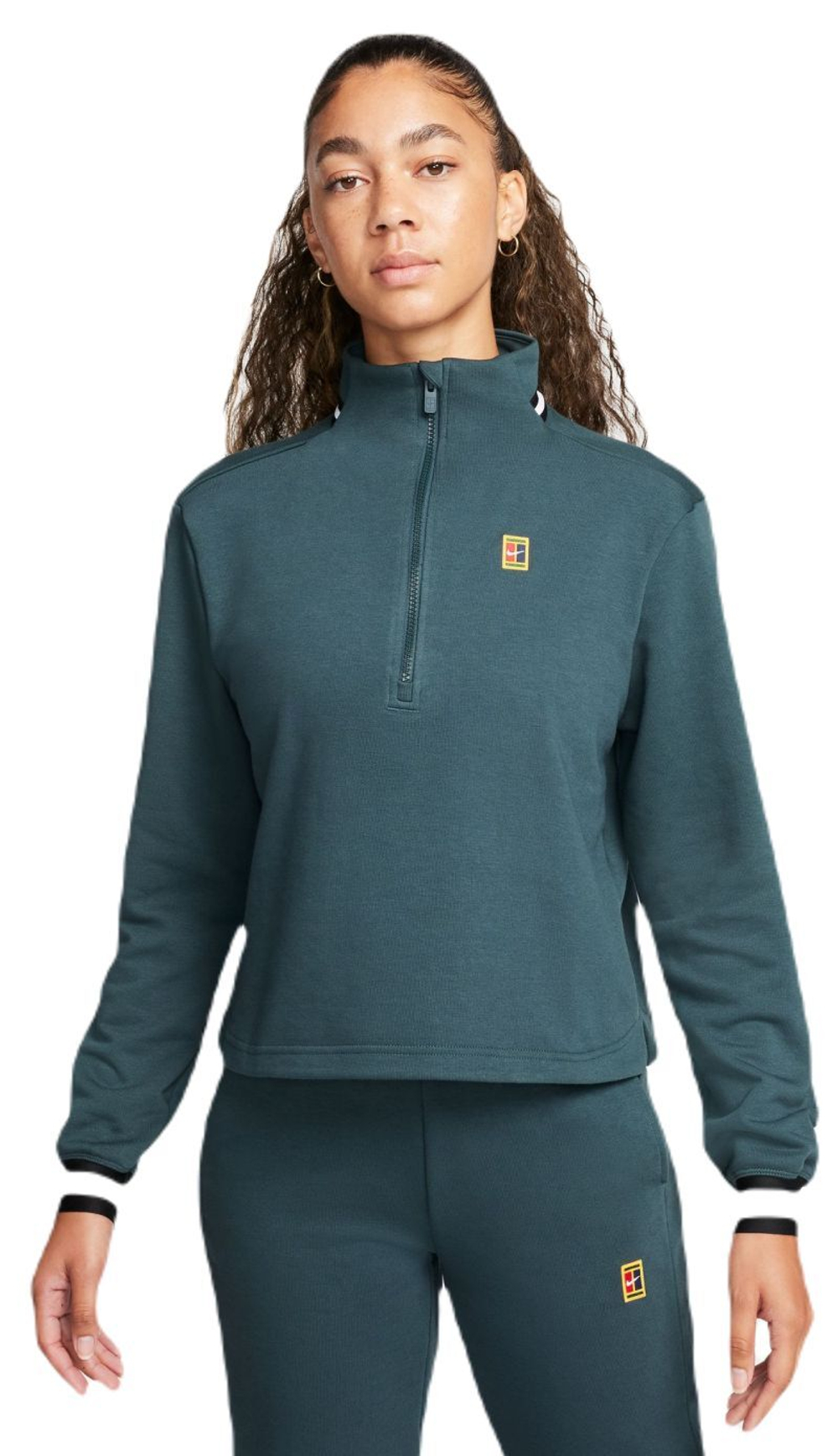 Женская Кофта теннисная Nike Court Dri-Fit Heritage Fleece - зеленый