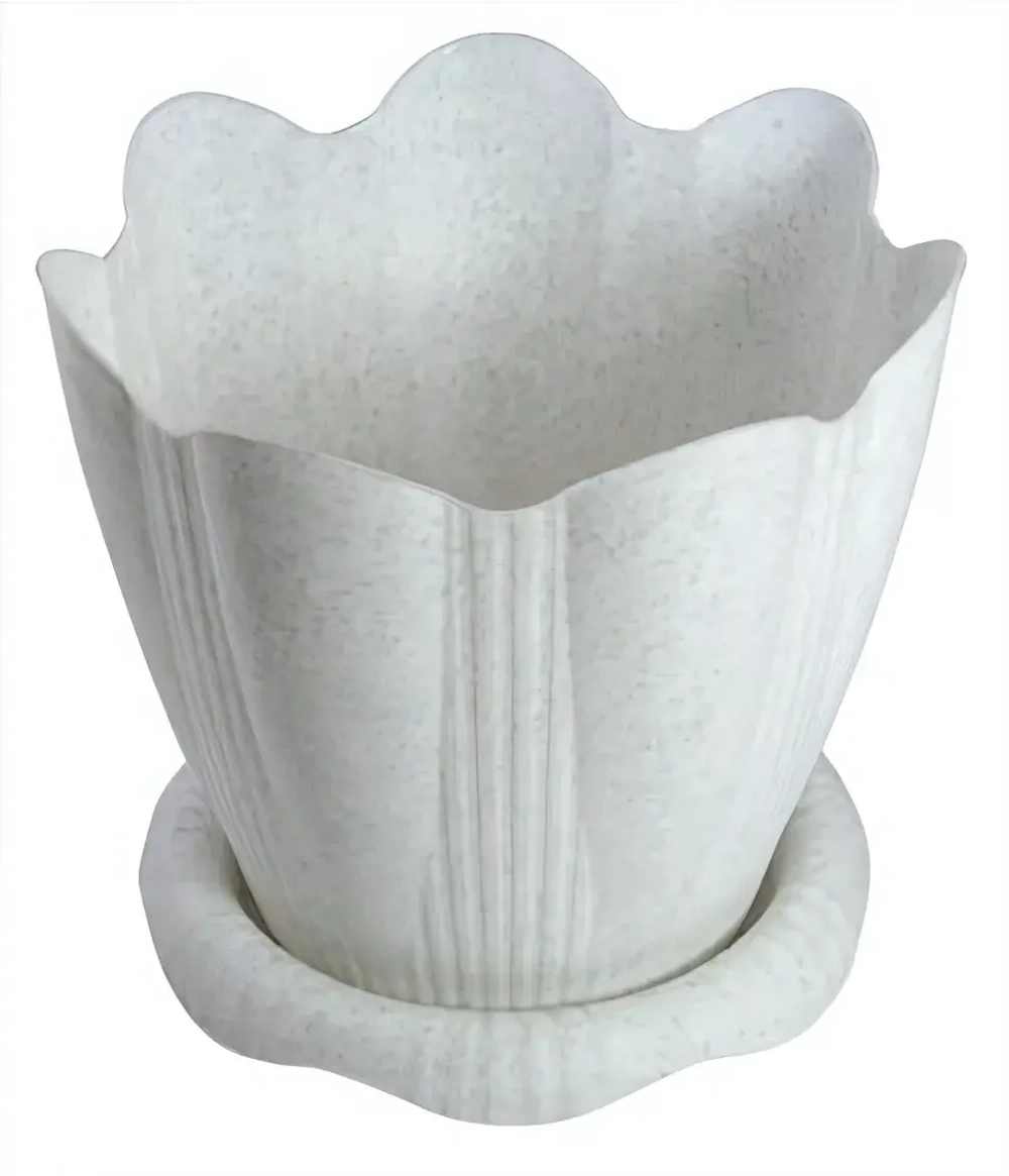 Горшок для цветов пластиковый 0,65л d-12см «Эдельвейс» с поддоном мраморный С190М