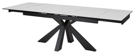 Стол ALEZIO 160 BIANCO TL-45 Белый мрамор матовый, испанская керамика/ черный каркас