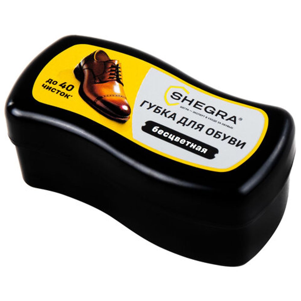 Губка-волна мини для обуви из гладкой кожи БЕСЦВЕТНАЯ, компактный размер, SHEGRA (ШЕГРА), 700775