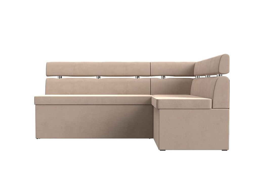 Диван кухонный угловой Классик правый угол, Бежевый, Велюр, 117971