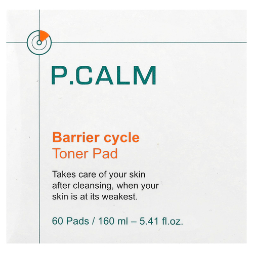 P.CALM, Тонер-губка для барьерного цикла, 60 шт., 160 мл (5,41 жидк. Унции)