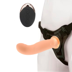 Страпон с вибрацией и пультом ДУ 10 режимов телесный 14 см