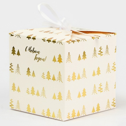Коробка подарочная "Ёлки", 10х10х10 см