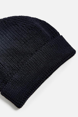 ZARA ШЕРСТЯНАЯ ШАПКА БИНИ, МОРСКОЙ СИНИЙ