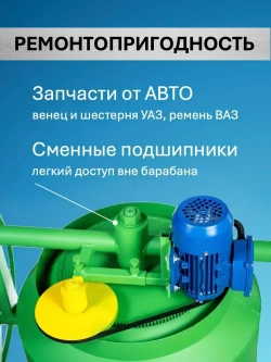 Бетономешалка ГАМБИТ РБГ-150 (100л загрузки, 600 Вт, стальной венец, 220/380В)