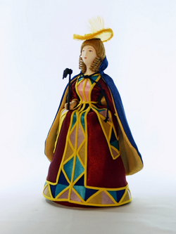 Кукла коллекционная Потешного промысла Дама в маскарадном костюме Коломбина. 0002