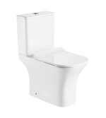 Унитаз-компакт безободковый Azario Fretta Square AZ-1215 + AZ-1216-G с крышкой-сиденьем микролифт, белый