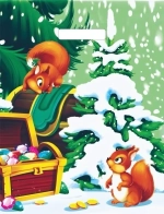 Пакет ПЭ с вырубной ручкой 31х40см (60) (Бельчата) НГ, Глянцевый Артпласт (х50/1000)