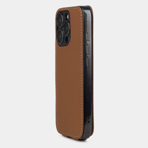 Чехол iPhone 16 Pro Max натуральная кожа сафьяно, цвета карамель