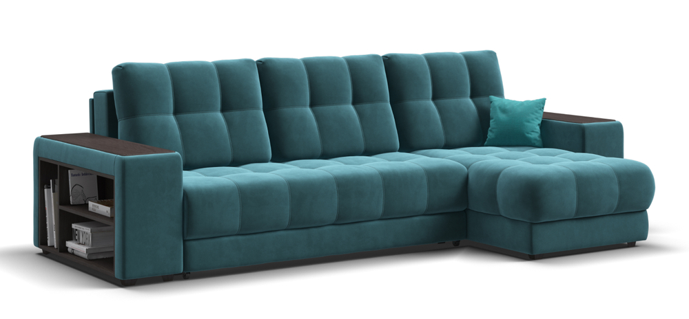 Угловой диван Босс ХЛ Велюр Монолит зеленый