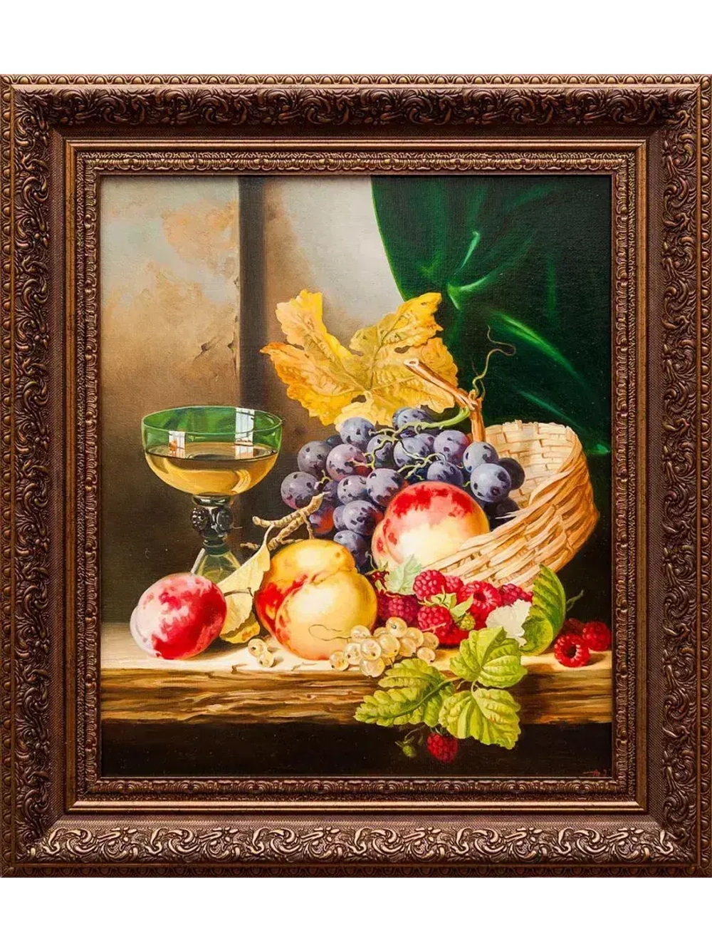 Картина маслом "Натюрморт с бокалом и фруктами" Дельцов (без рамы)