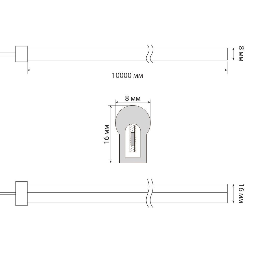 ULS-N21 10M-6500K-1.5M IP67 RRP80C00 Комплект светодиодной ленты 10 м. IP67. Дневной белый свет 6500K. Cетевой шнур 1.5 м. TM Uniel