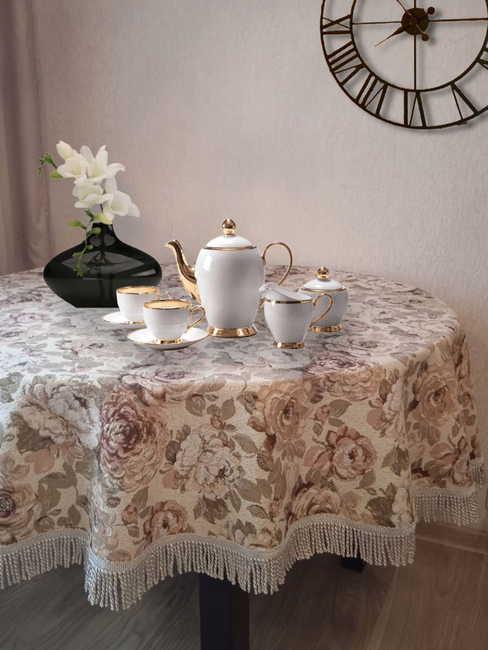 Гобеленовая скатерть Голландские цветы D 160 см