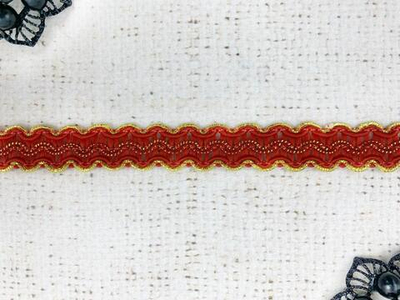 Тесьма отделочная, ш. 1,5 см, красный с золотом