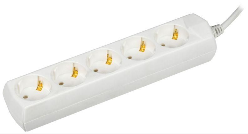 Удлинитель 5гн с З/К 1,5м белый 10А ПВС 3х1 GENERICA IEK