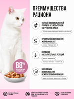 Влажный корм для взрослых кошек для здоровой кожи и шерсти с индейкой и шпинатом в соусе BOWL WOW 0,085 кг. 12 упаковок