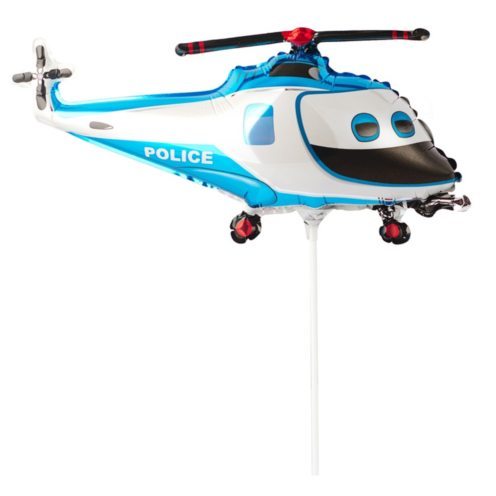 Шар Фольгированный Вертолет Полиция (Голубой)