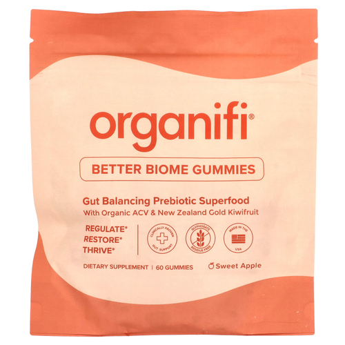 Organifi, Better Biome, жевательные мармеладки, сладкое яблоко, 60 жевательных таблеток