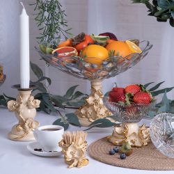 Сахарница стеклянная с крышкой Орхидея Лайм Айвори