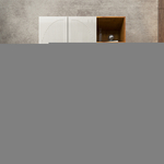 Шкаф Агератум МДФ двухсекционный с стеллажом Лайн флай (0,27) А10029 матовая - Орех Экко 9459  150*60*220