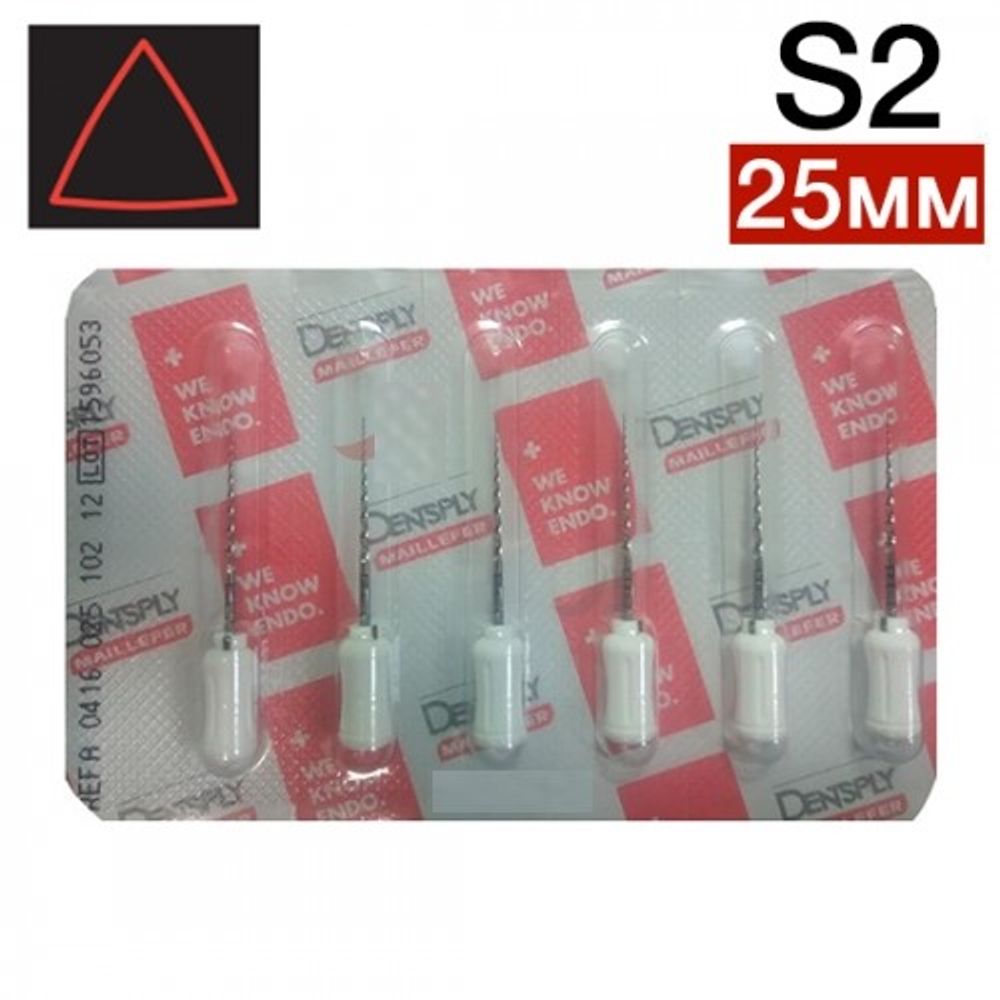 ProTaper ручной 25мм S2, ПроТейпер (6шт.), эндодонтические файлы
