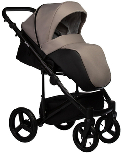 Детская коляска Indigo Tour Eco 3 в 1 с автокреслом Avionaut Cosmo Te09 черная кожа+серо-бежевый