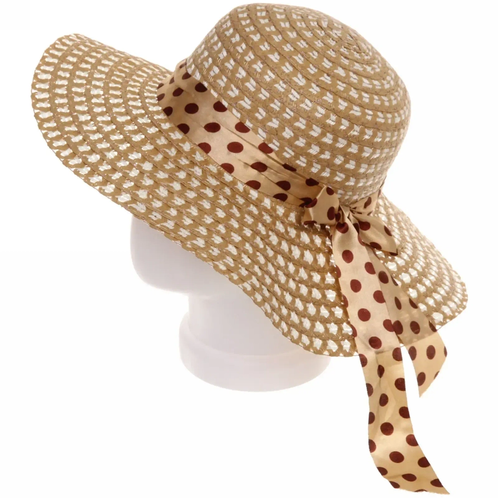 Шляпа женская с широкими полями «Summer», цвет бежевый, р58, ширина полей 10см