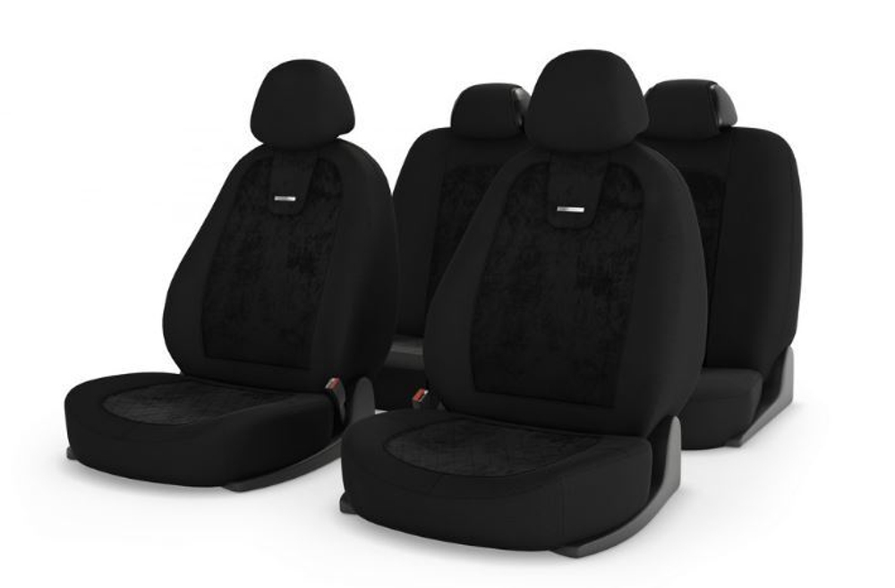 Чехлы на сидения CarFashion «COLOMBO» 11050 - Алькантара - РОМБ черный/черный/черный