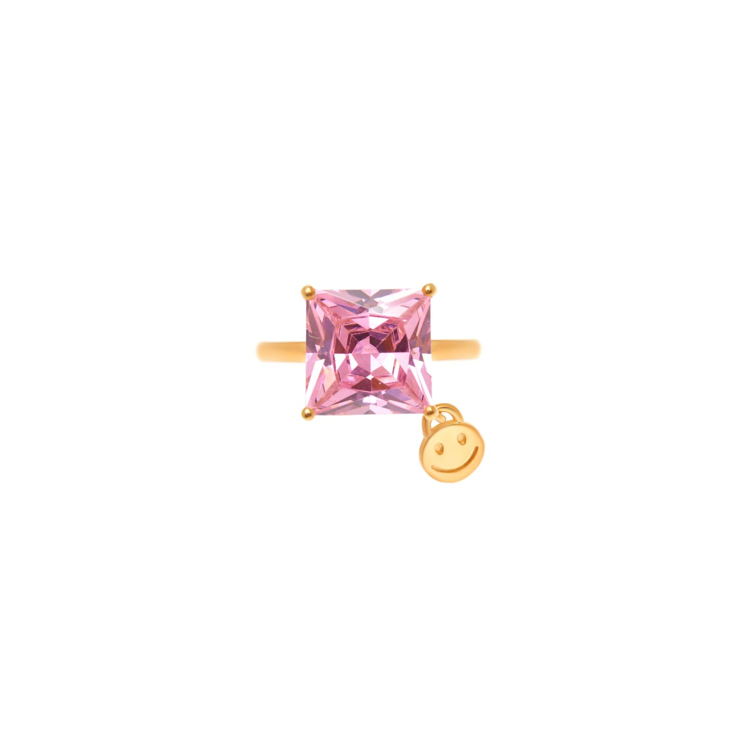 Кольцо Crystal Square Smile Ring - Pink