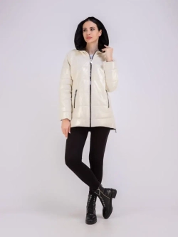 Куртка женская кожаная утепленная с капюшоном