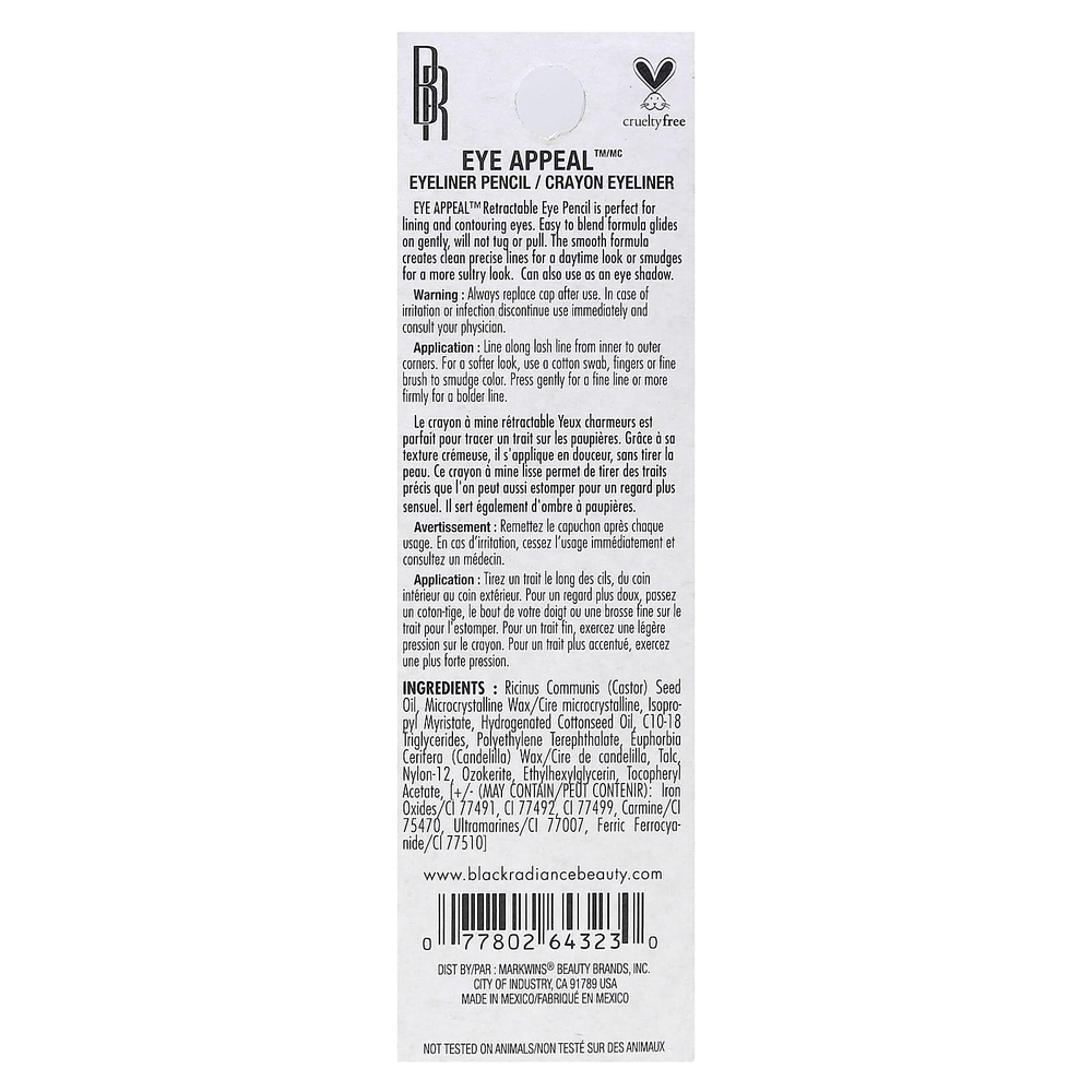 Black Radiance, Eye Appeal, подводка для глаз, сияющий черный, 0,23 г (0,008 унции)