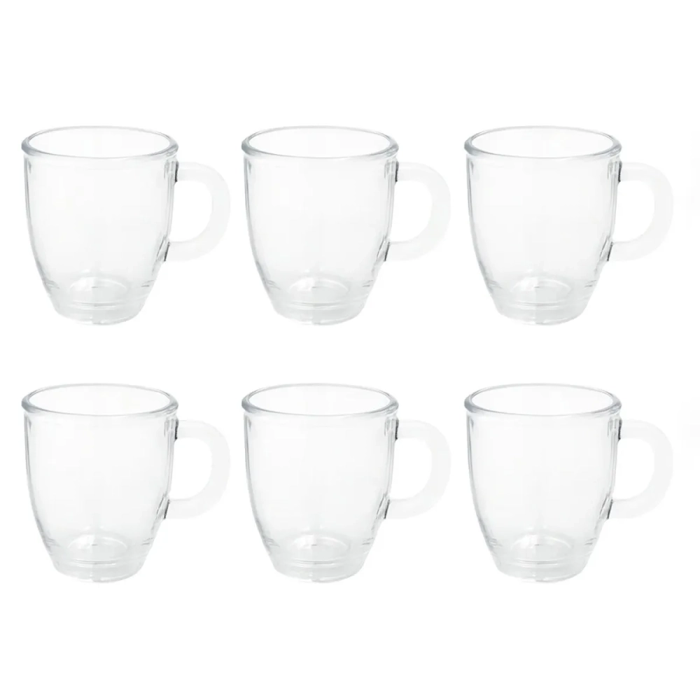 Набор стеклянных чашек 200 мл с ручкой Shamim набор из 6 штук