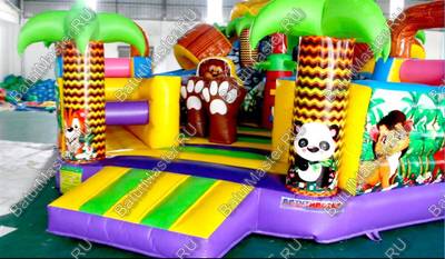 Надувной батут "В гостях у зебры" размер 7*7*4 м