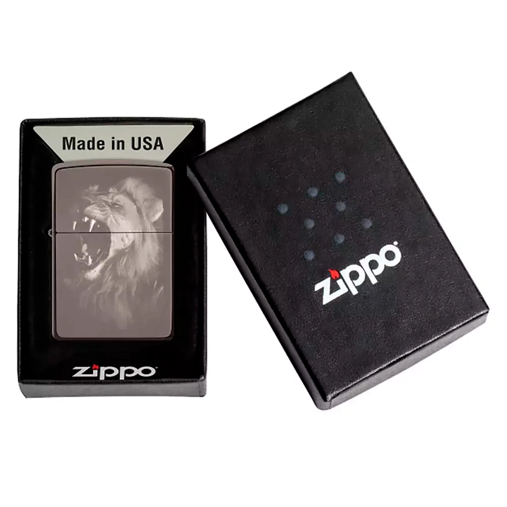Зажигалка Zippo 49433 Lion Design, Black Ice