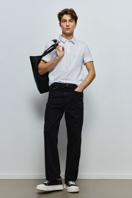 H&M Футболка-поло COOLMAX® Slim Fit, белый