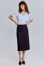 Юбка в полоску из шерсти с контрастной подкладкой