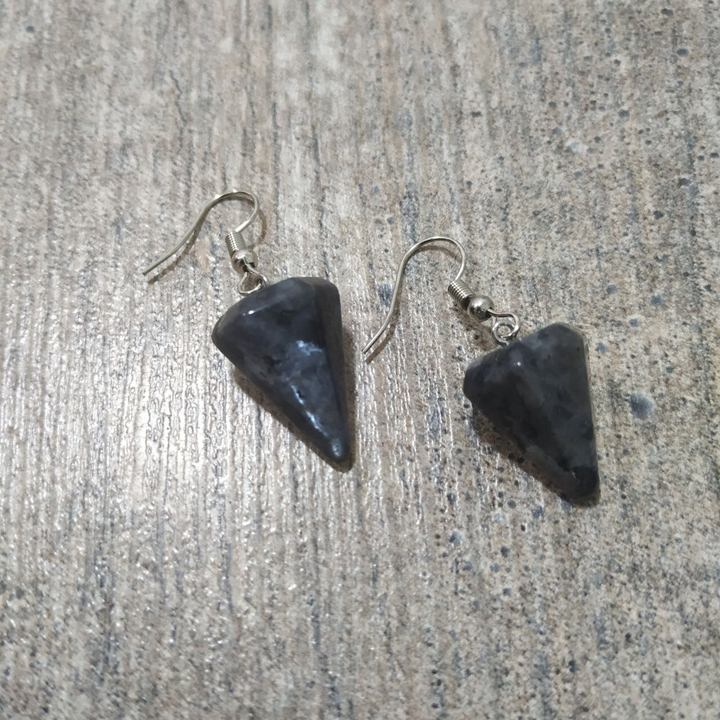 Серьги Маятник конус Лабрадор серый