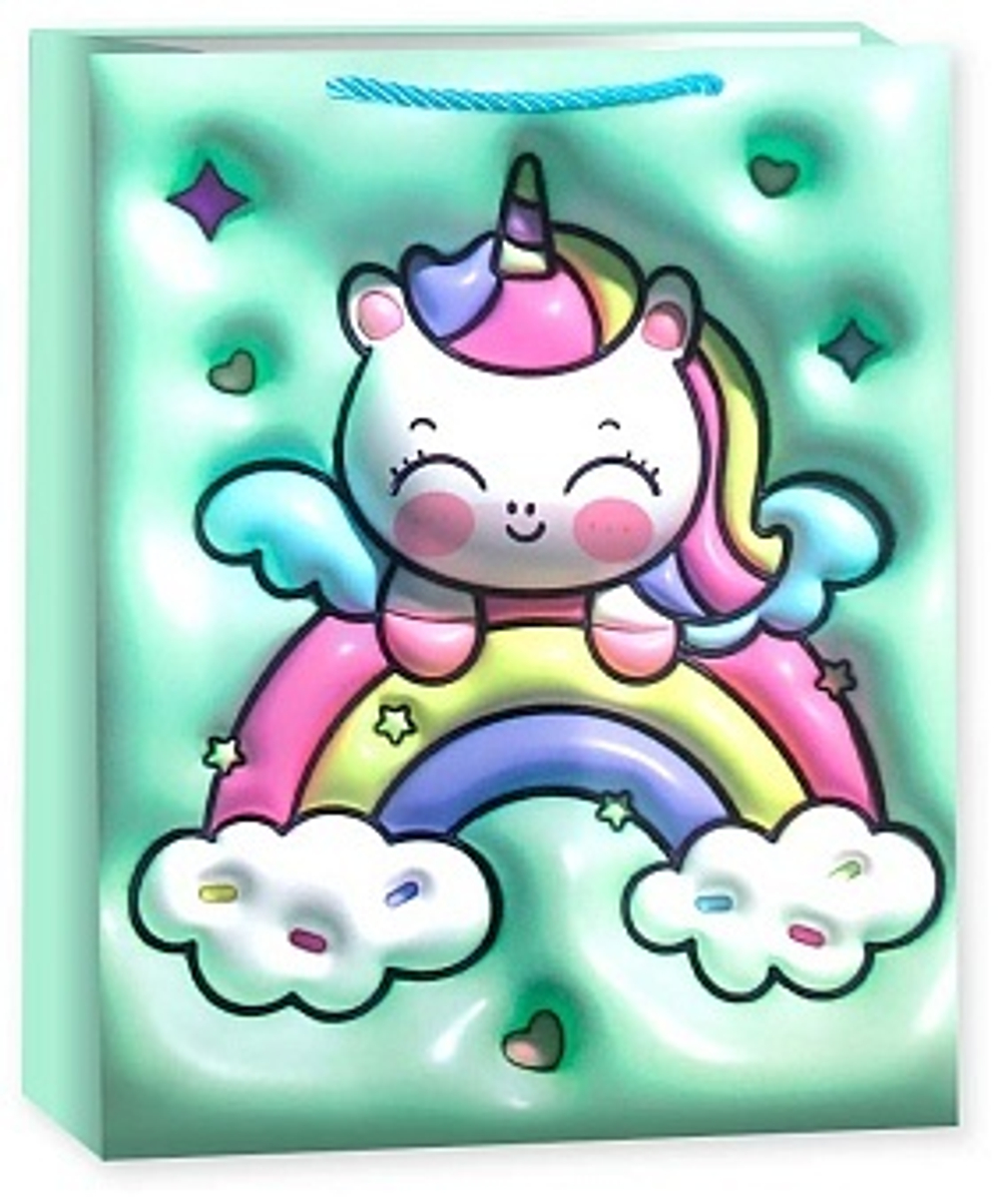 Пакет подарочный, Зефирный единорог, Дизайн №1, 41*31*12 см, 1 шт.