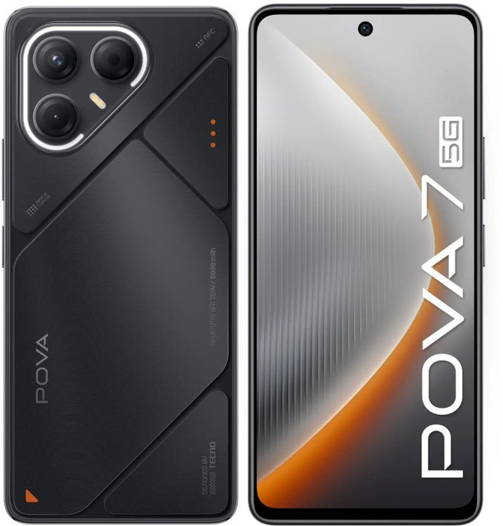 6.78" Смартфон TECNO Pova 7 5G 8/256Gb,  NFC,  IPS,  144Гц,  6000мAч,  черный