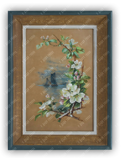 Vanel J. (?). Ветвь яблони. Крафтовая бумага, темпера. Европа, XX в.