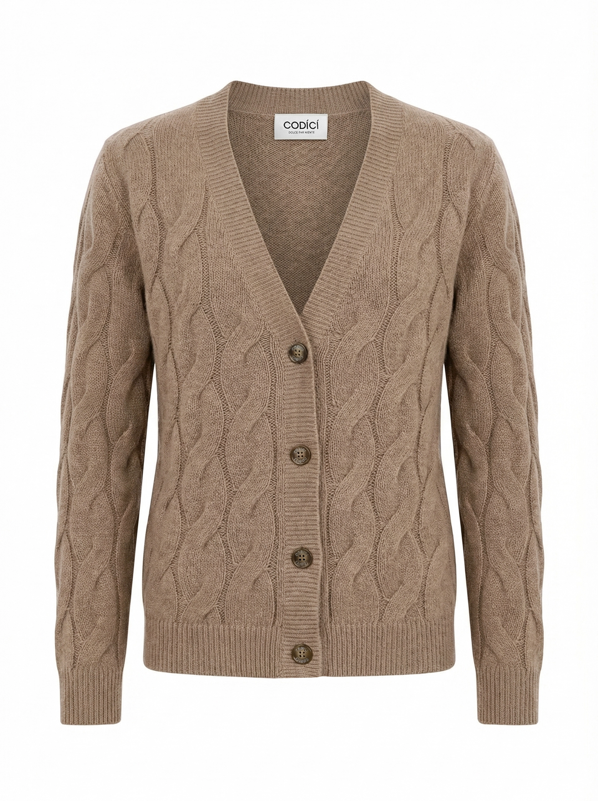 Кашемировый кардиган с косами