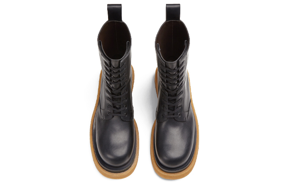 Bottega Veneta Military Calf Lace Up Boot Black