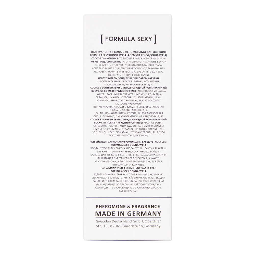 Вода туалетная c феромонами Formula Sexy Donna W114 (Формула Секси Донна W114) – 30ml for women