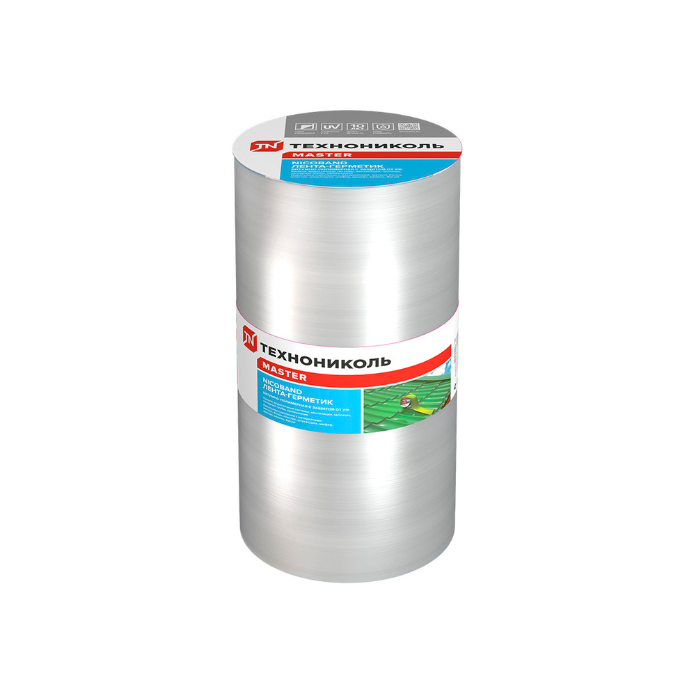 Лента-герметик самоклеящаяся Технониколь Nicoband, битумно-полимерная, 10 м x 30 см, серебристая