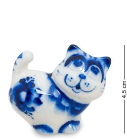 ГЛ- 203 Фигурка «Кот-Хвост» (Гжельский фарфор)