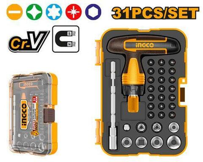 Отвёрткa Т-образная реверсивная 31 шт INGCO HKSDB0318 INDUSTRIAL
