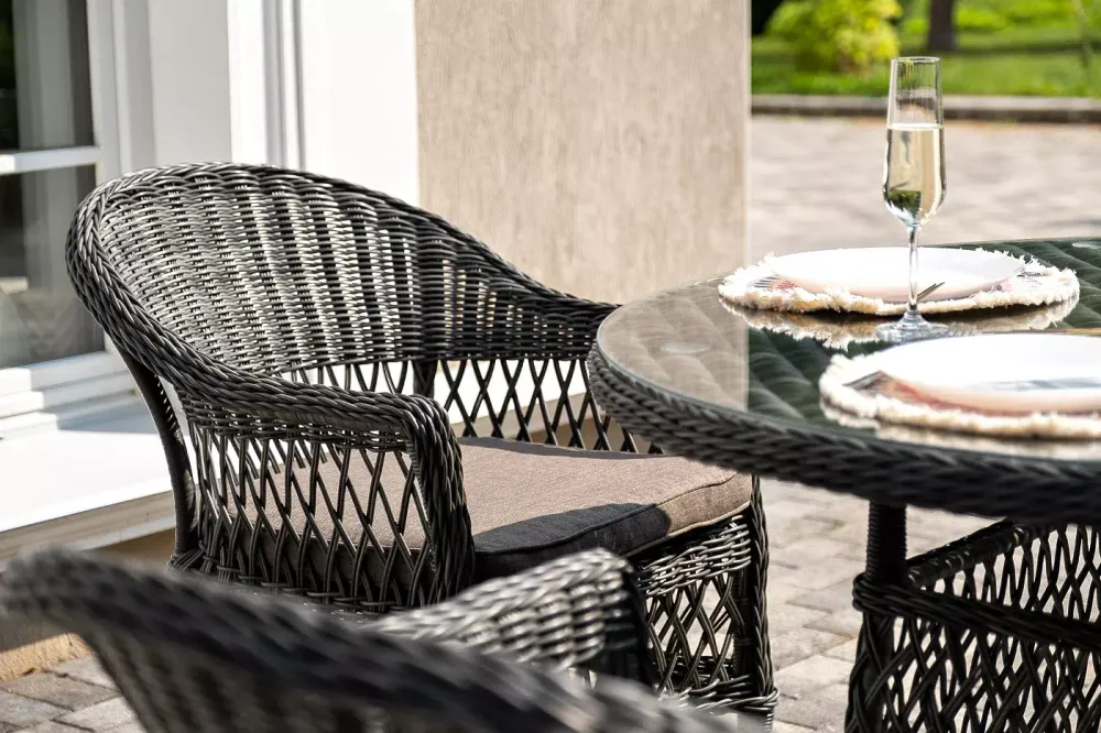 "Дольче" обеденная группа из искусственного ротанга, цвет графит